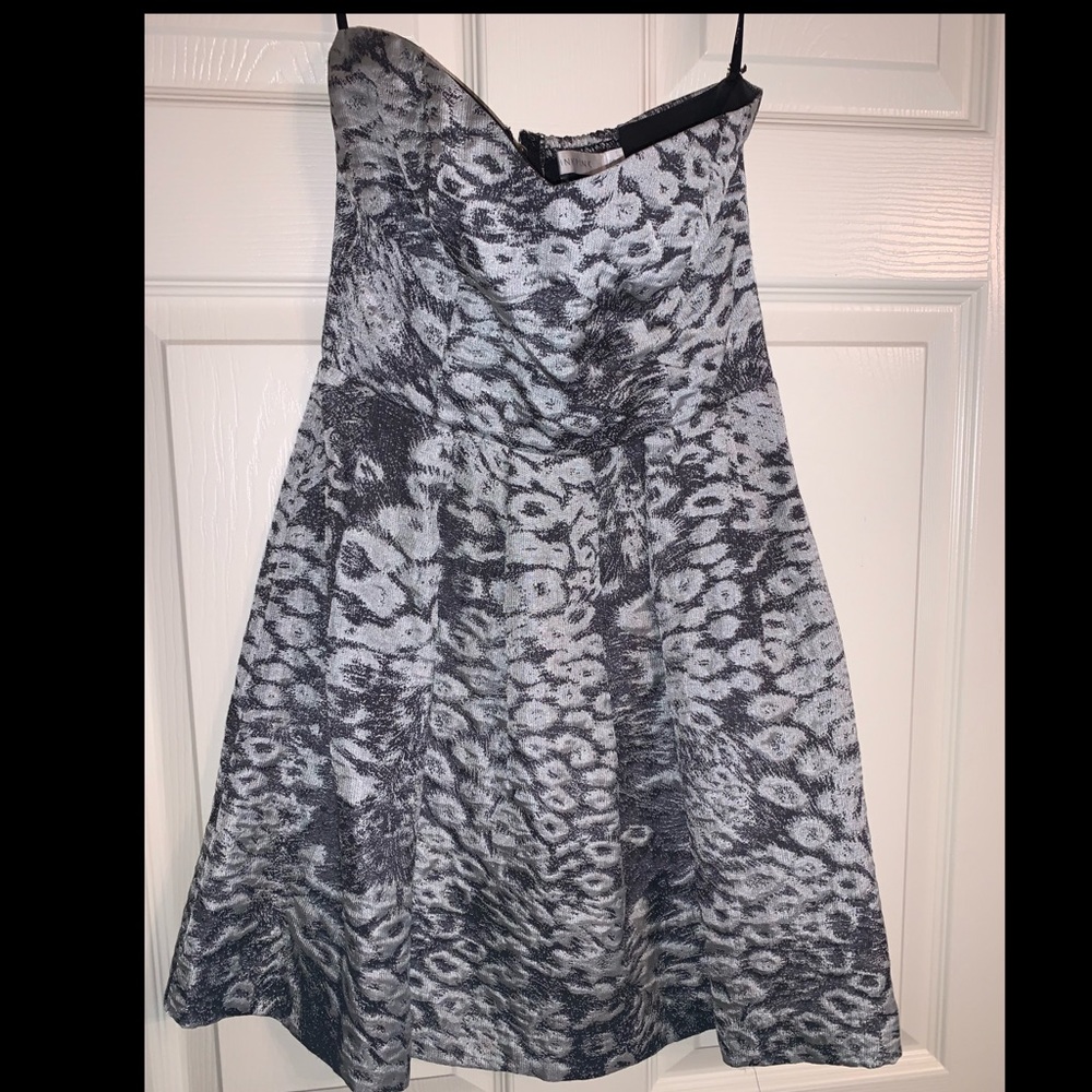 Minkpink Silver/gray leopard print strapless dress
